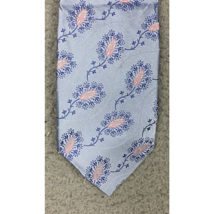 Ted Baker Tie Mens Classic Blue Pink Floral 100% Silk Hand Tailored USA